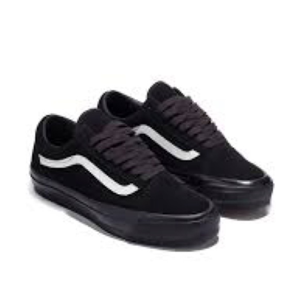 Vans Women's Black Canvas Sneakers with White Stripe